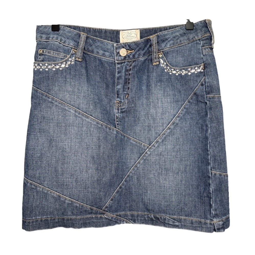 White House Black Market Coastal Cowgirl Denim Mini‎ Skirt  lRhinestones